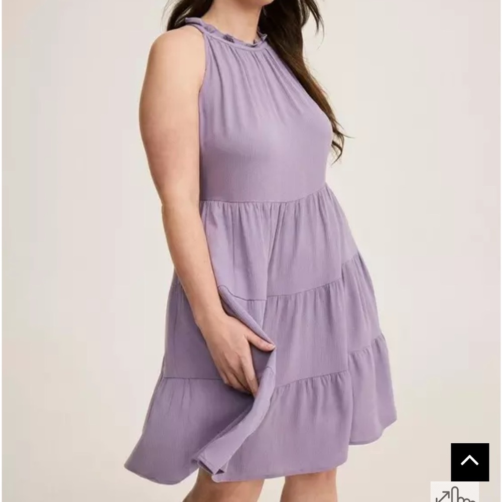 Torrid NWT Women's Crinkle Gauze Ruffle Neck Tiered Dress Size 3x Sleeveless